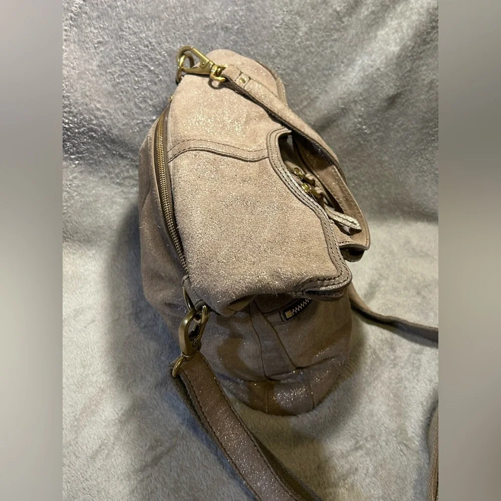 Fossil Full Shimmery Suede Convertible Hobo/Tote - Picture 6 of 10